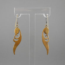 Load image into Gallery viewer, Vintage Feather Design Artisan Earrings - Gold, Silver and Mother of Pearl, Handmade
