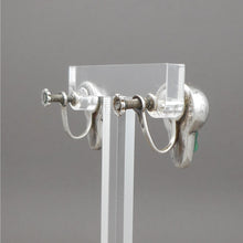 Load image into Gallery viewer, Vintage Handmade Mid Century Mexican Mask Earrings - Green Onyx and Sterling Silver - Screw Backs - Hand Carved Stone Faces