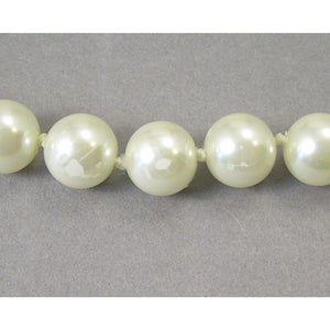 Vintage Opera Length Faux Pearl Strand Necklace - 32" String - 12mm White Glass Beads - Gold Tone Clasp