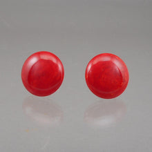 Load image into Gallery viewer, Vintage 1930s / 1940s Bakelite Earrings - Cherry Red Marble - Button Style with Screw Backs - Early Plastic Estate Costume Jewelry
