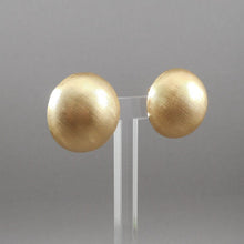 Load image into Gallery viewer, Large Vintage 1960s Crown Trifari Signed Clip Earrings Button Style Gold Tone