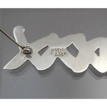 Load image into Gallery viewer, Large Vintage Hugs and Kisses Taxco Mexican Artisan Brooch - Sterling Silver X O Pin - Signed TF-43 - Hand Made in Mexico