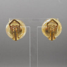 Load image into Gallery viewer, Vintage Mid Century Murano Venetian Glass Earrings - Gold and Silver Foil, Button Style, Clip On - Estate Collection Jewelry