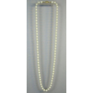 Vintage Opera Length Faux Pearl Strand Necklace - 32" String - 12mm White Glass Beads - Gold Tone Clasp