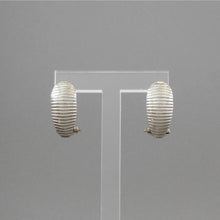 Load image into Gallery viewer, Vintage Door Knocker Hoop Dangle Earrings - Mother of Pearl Shell and Silver Tone - Posts, Omega Clips, For Pierced Ears