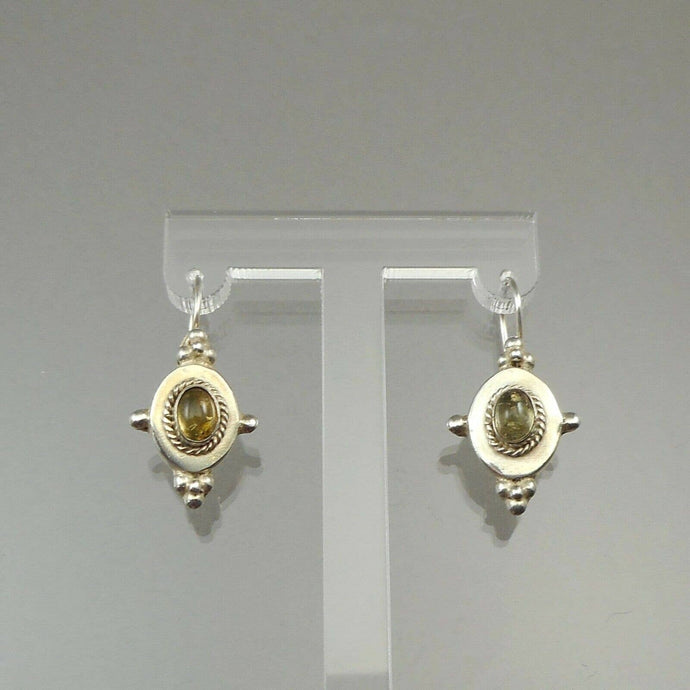 Vintage Southwestern Style Earrings Amber Sterling Silver Fine Gemstone Jewelry
