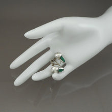 Load image into Gallery viewer, Vintage Handmade Mid Century Mexican Mask Earrings - Green Onyx and Sterling Silver - Screw Backs - Hand Carved Stone Faces