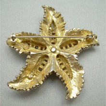 Load image into Gallery viewer, Vintage 1950s HAR Hargo USA Starfish Brooch - Large Rhinestone, Gold Tone Signed American Designer Pin - Estate Costume Jewelry Collection
