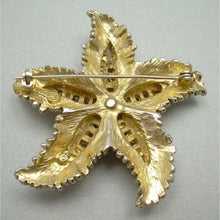Load image into Gallery viewer, Vintage 1950s HAR Hargo USA Starfish Brooch - Large Rhinestone, Gold Tone Signed American Designer Pin - Estate Costume Jewelry Collection
