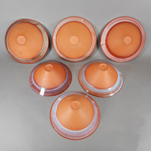 Load image into Gallery viewer, Arne Ase Ceramic Bowls, Set of 6 - Blue Green Pink Glaze, Terra Cotta Color Pottery - Norwegian Artist, Signed ASE