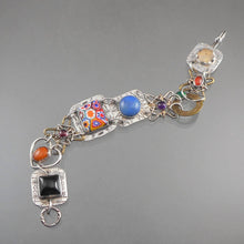 Load image into Gallery viewer, Vintage Angela Duffin Artisan Bracelet - Handmade, American Artist - Sterling Silver, Brass, Glass and Stones