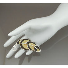 Load image into Gallery viewer, David Urso Artisan Crafted Brooch - Sterling Silver, Resin Inlay Leaf or Feather Pin - American Jewelry Artist - Signed, Handmade in USA