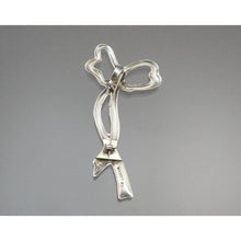 Load image into Gallery viewer, Large Vintage Taxco Mexican Artisan Bow Brooch / Pendant - Sterling Silver Ribbon Pin - Signed TV-53 - Hand Made in Mexico
