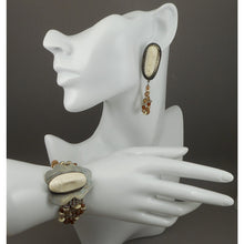 Load image into Gallery viewer, Vintage Candy Caldwell US Artisan Crafted Jewelry Set - Bracelet and Earrings - Hand Carved Bone Masks / Faces, Sterling Silver, Beads - Made in Southwestern USA