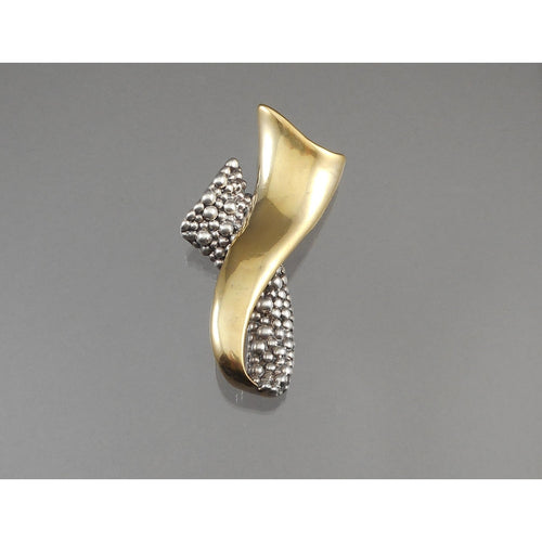 Vintage Brian Bergner Signed Israeli Artisan Crafted Brooch - Gold Plated Sterling Silver, 