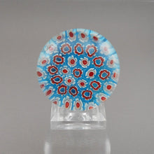 Load image into Gallery viewer, Vintage Art Glass Paperweight Millefiori Flower Canes Red White Turquoise