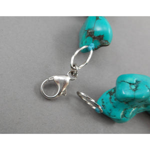 Vintage Handmade Turquoise Nugget Bead Necklace with Silver Crystal Accents