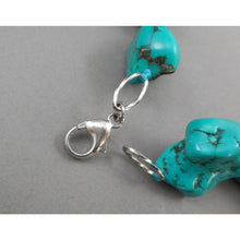 Load image into Gallery viewer, Vintage Handmade Turquoise Nugget Bead Necklace with Silver Crystal Accents