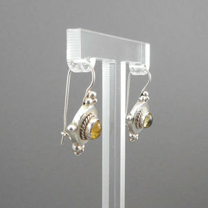 Vintage Southwestern Style Earrings Amber Sterling Silver Fine Gemstone Jewelry