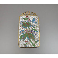 Load image into Gallery viewer, Vintage Cloisonné Enamel Chinese Pendant Plaque Double Sided Bird Flowers Brass
