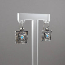 Load image into Gallery viewer, Vintage Didae Signed Artisan Crafted Earrings - Opal and Sterling Silver, Daisy Flower Design - Hand Made in Israel