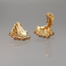 Load image into Gallery viewer, Vintage 1950s Clip On Earrings Aurora Borealis AB Rhinestone Gold Tone Bridal Wedding