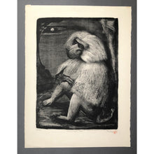 Load image into Gallery viewer, Benton Spruance Original Print - Hamadryas Ape, 1951 - Lithograph, Signed, Limited Edition of 30 - Baboon