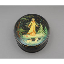 Load image into Gallery viewer, Excellent Vintage Kholui Russian Hinged Lacquer Desk or Trinket Box - The Snow Maiden Fairy Tale - Circa 1980, Exquisitely Hand Painted and Signed - One of a Kind - Estate Collection