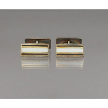 Load image into Gallery viewer, Vintage Art Deco David Andersen Cuff Links Double Sided Guilloche Enamel Sterling Silver Gold Cufflinks