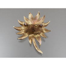 Load image into Gallery viewer, Vintage 1950s HAR Hargo Flower Brooch Pin - Off White Enamel with Black Crystals / Rhinestones, Gold Tone - Mid Century Signed Designer Costume Jewelry