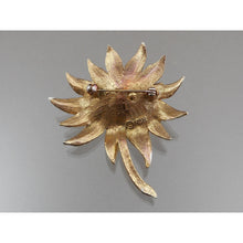 Load image into Gallery viewer, Vintage 1950s HAR Hargo Flower Brooch Pin - Off White Enamel with Black Crystals / Rhinestones, Gold Tone - Mid Century Signed Designer Costume Jewelry