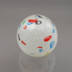 Antique 2.5" Art Glass Paperweight Millefiori on Frost White Layer