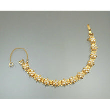 Load image into Gallery viewer, Vintage Victorian Style Gold Tone and Faux Pearl Patterned Link Bracelet