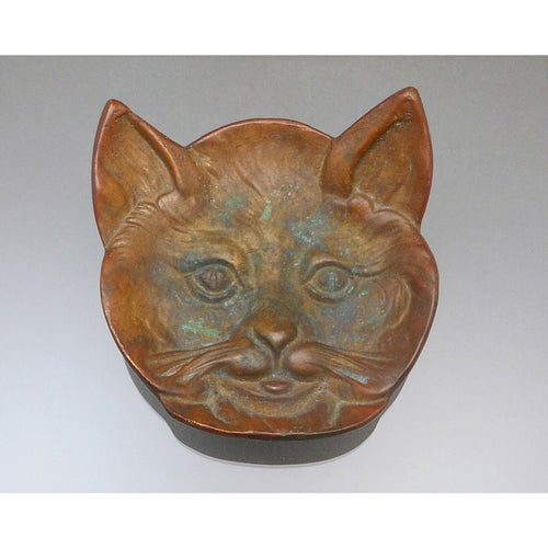 Vintage circa 1940 Ball & Ball Brass or Bronze Cat Face Ashtray Coin Pin Trinket Dish Tray