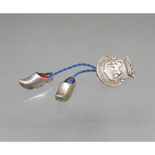 Load image into Gallery viewer, Vintage Volendam Holland Souvenir Pin Silver &quot; Wooden &quot; Shoes Dutch Travel Collectible