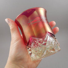 Load image into Gallery viewer, Antique 1904 Atlantic City NJ Boardwalk Souvenir Ruby Flash Stain Pressed Glass Cup Tumbler Victorian Edwardian Glassware