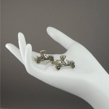 Load image into Gallery viewer, Vintage Sterling Silver Figural Cufflinks - Model T Ford, Antique Cars, Automobiles - Signed M