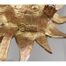 Load image into Gallery viewer, Vintage 1950s HAR Hargo Flower Brooch Pin - Off White Enamel with Black Crystals / Rhinestones, Gold Tone - Mid Century Signed Designer Costume Jewelry