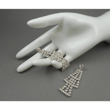 Load image into Gallery viewer, Pristine Vintage Rhinestone Chandelier Silver Tone Earrings - Bridal / Formal - Posts for Pierced Ears