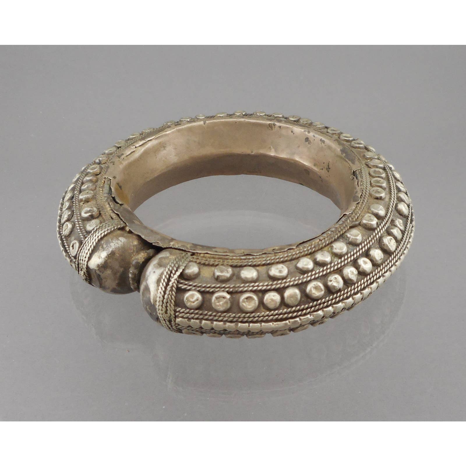 old Cambodian / Khmer silver figural repousse Bracelet — One Good Eye Silver