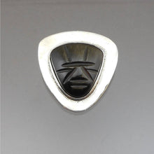 Load image into Gallery viewer, Vintage Mid Century Mexican Mask Pendant Brooch Obsidian Sterling Silver RVF Mexico Carved Stone Pin Modernist Design