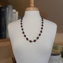 Load image into Gallery viewer, Vintage 1980s Handmade Garnet and Pearl Necklace - Bead Clusters and Natural Baroque Pearls - 27 1/2&quot; Long, Opera Length - Excellent Condition