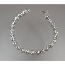 Load image into Gallery viewer, Vintage Heart Link Chain Tennis Bracelet - Sterling SIlver with Crystal or CZ Stones