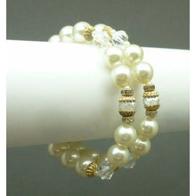 Load image into Gallery viewer, Vintage Faux Pearl AB Glass Bead Rhinestone Bracelet Aurora Borealis Rhinestones