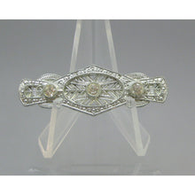 Load image into Gallery viewer, Antique Art Deco Signed WMCA Brooch - Silver White Metal Casters Association Rhinestone Pin