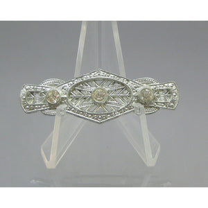Antique Art Deco Signed WMCA Brooch - Silver White Metal Casters Association Rhinestone Pin