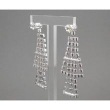 Load image into Gallery viewer, Pristine Vintage Rhinestone Chandelier Silver Tone Earrings - Bridal / Formal - Posts for Pierced Ears
