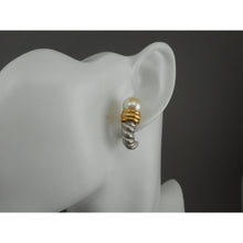 Load image into Gallery viewer, Excellent Vintage Monet Earrings - Faux Pearls, Silver and Gold Tone - Posts for Pierced Ears - Circa 1980 - Signed, Designer, Estate Collection Jewelry