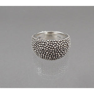 Vintage J. (Jessica) Hengen Signed American Artisan Crafted Band Ring - Size 6.5 - Granulated Sterling Silver Hinged Bangle - Hand Made in New York USA