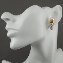 Load image into Gallery viewer, Excellent Vintage Monet Earrings - Faux Pearls, Silver and Gold Tone - Posts for Pierced Ears - Circa 1980 - Signed, Designer, Estate Collection Jewelry